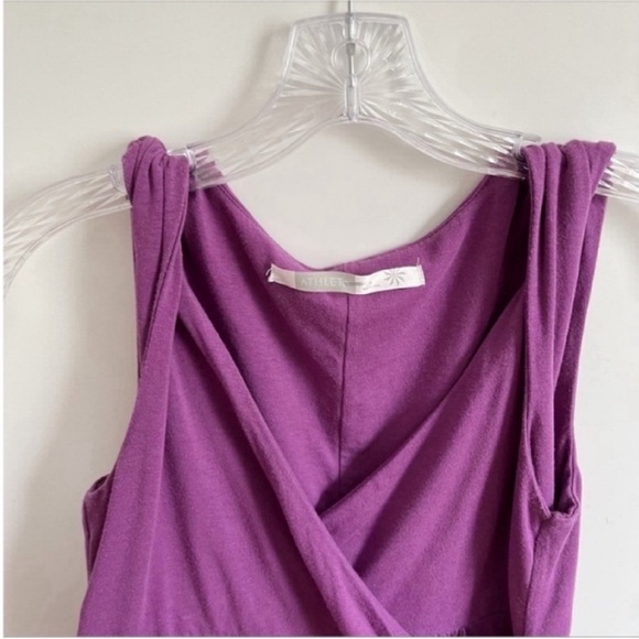 Athleta Leto dress purple faux wrap side tie twisted straps sleeveless - Picture 5 of 9